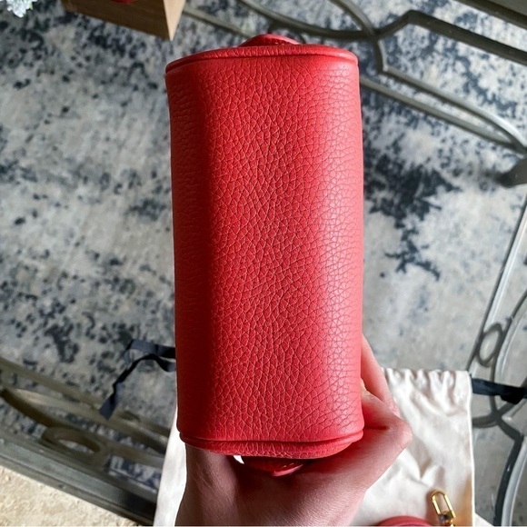 By Far Bag Dora Leather Tote Pebbled Shoulder-Strap Cowhide Miniature Coral NWT - Picture 5 of 11